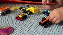 Toy Trucks - CONSTRUCTION TRUCKS in Play Doh - Matchbox Trucks Tonka Cars Child Play FamilyToyReview