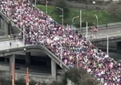 Women's March Fills Fly Over Above Interstate 5 in Downtown Seattle