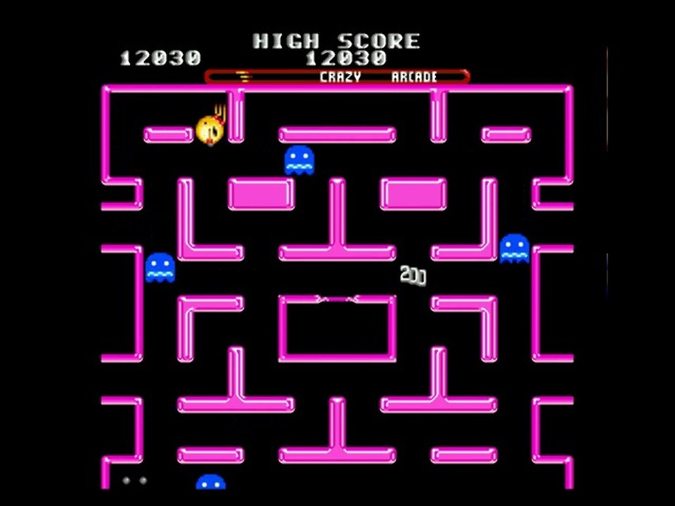 Jogando Ms. PAC-MAN no nível crazy