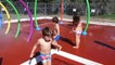 Baby girl and baby boys palying playground water playground Funny b