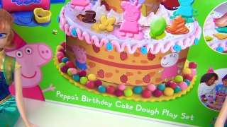 PEPPA PIG Birthday Cake Party Dough Set, Pretend Playdoh Disney Frozen Anna, Elsa, George Toy / TUYC