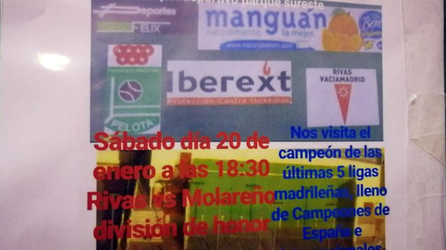 Frontenis honor Rivas vs Molareño 3ª partida set 1