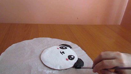 DIY How to make door decoration panda Seramik hamurundan kapı süsü panda