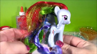 DIY MLP Rainbow Dash ORBEEZ GLITTER SLIME! Make Your Own Squishy Putty & JAR! LIP BALM!