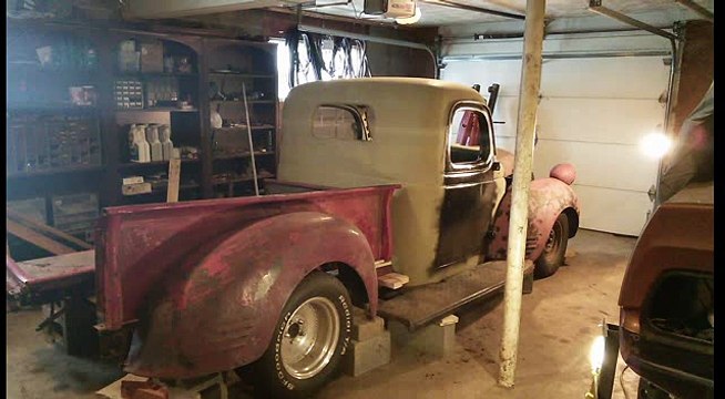 Video 5, Hot Rod 1946 Dodge pickup project, centering the Dakota chasis under the body