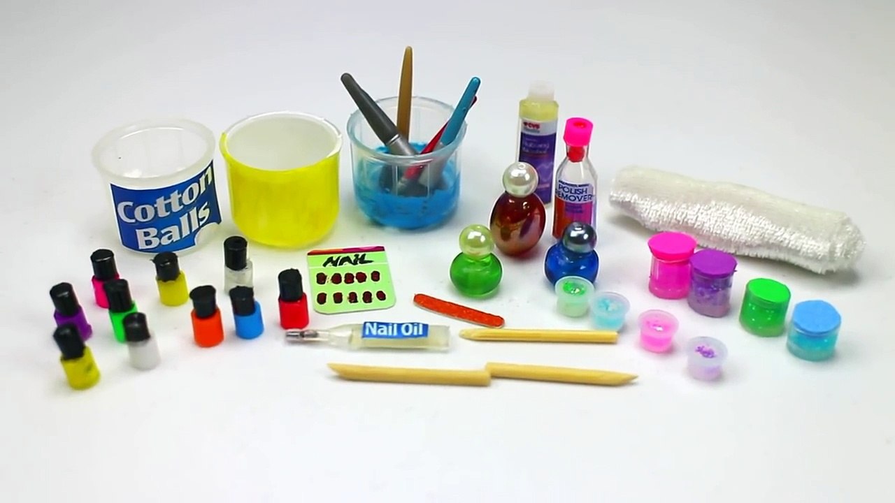 How to make 100% Real Miniature Nail Care Supplies, Nail Polish - 10 Easy DIY Miniature Doll Crafts