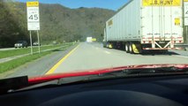 Semi-truck brakes fail and uses emergency runaway truck lane
