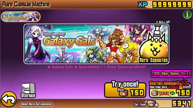 Battle Cats - 99,999,999 XP farming 700 user ranks! and 5250 CATFOOD on GALAXY GALS!!!