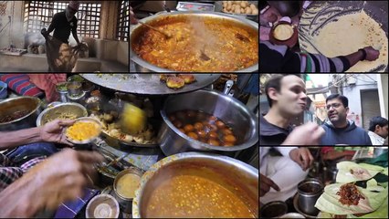 TASTY Indian STREET FOOD Tour DEEP in Varanasi,  INDIA | MESSY + CHEAP CURRY and Vegetarian HEAVEN!
