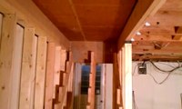 Basement Stairway installation - interior rough-in with stringers