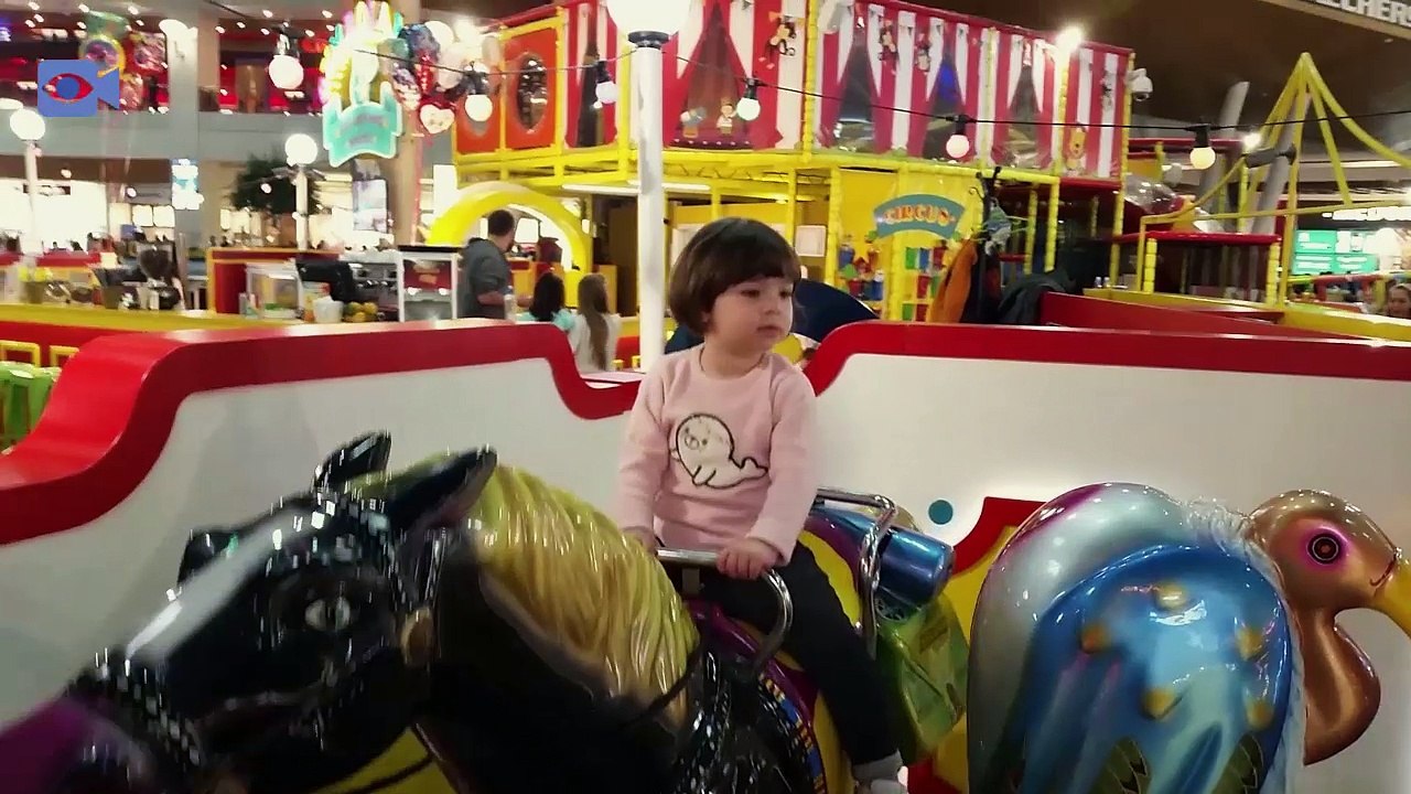 Baby Mizneh Playing With  A Horse Toys In AFI Mall Fun Indoor Playground For Kids