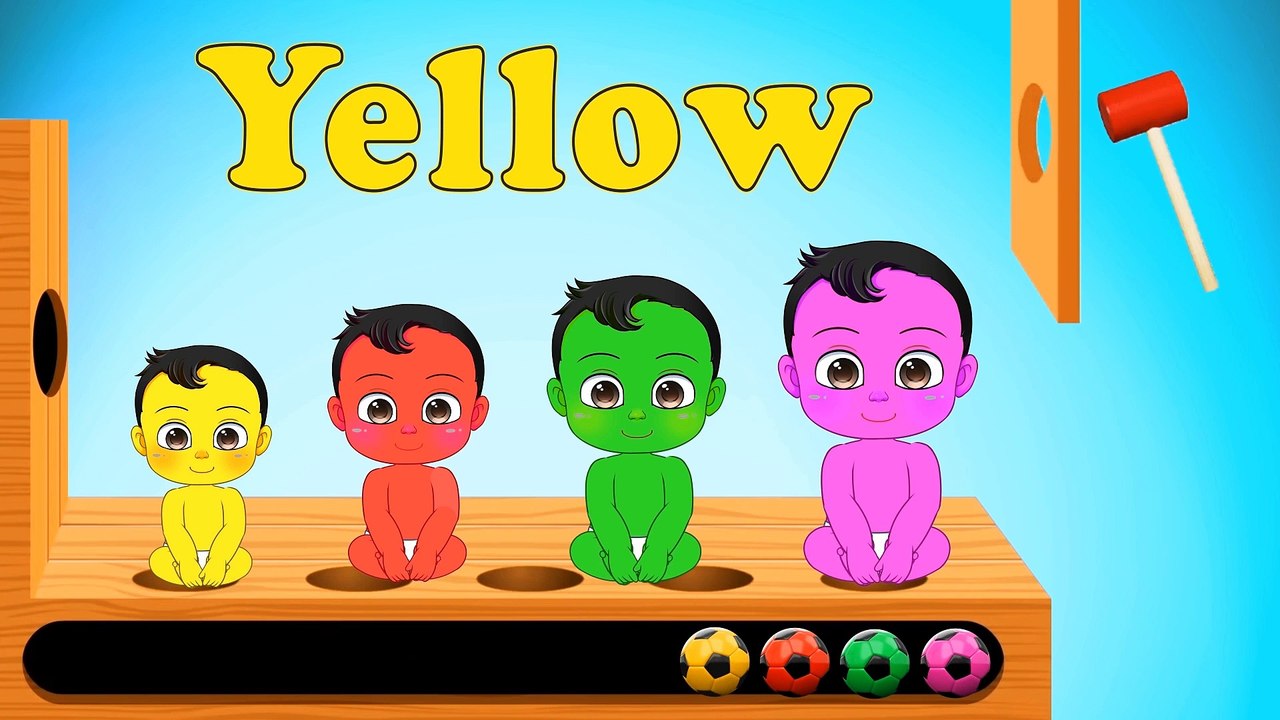 Baby Learn Colors with Cute Baby and Colorful Soccer balls - Wooden Hammer Toys for Kids