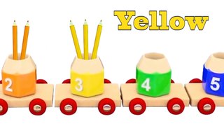 Learn Colors w Learn Numbers with Train toy for Kids, Colorful pencil