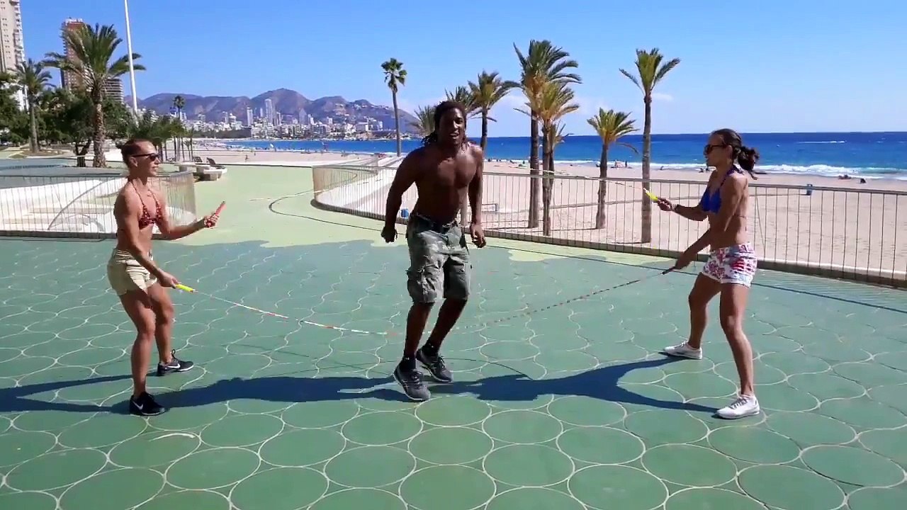 Trio Performs Complicated Jump Rope Maneuvers