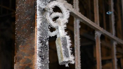 Soğuk hava bina kilitlerini dondurdu... Araçların üstünü battaniye ile örttüler