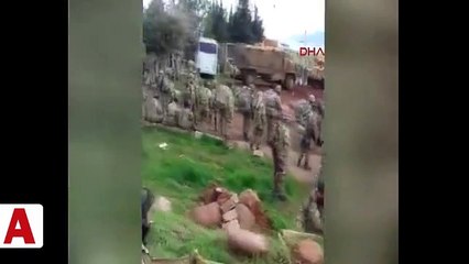 Türk askeri ve ÖSO mensuplarının Afrin�e karadan girdiği anlar kamerada