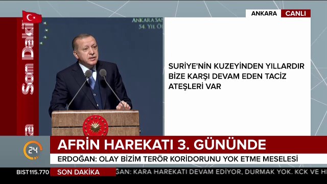 Cumhurbaşkanı Erdoğan Afrin'den geri adım atmak yok