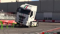 Truck Stunt Show - CRAZY Iveco Stralis  driving on 2 wheels - Motor Show Bologna