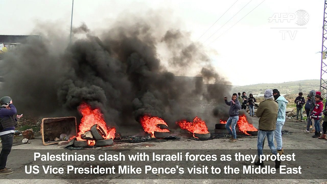 Palestinians protest Mike Pence's visit