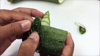 How To Make Zucchini Peacock Garnish - Zucchini Peacock Carving Designs