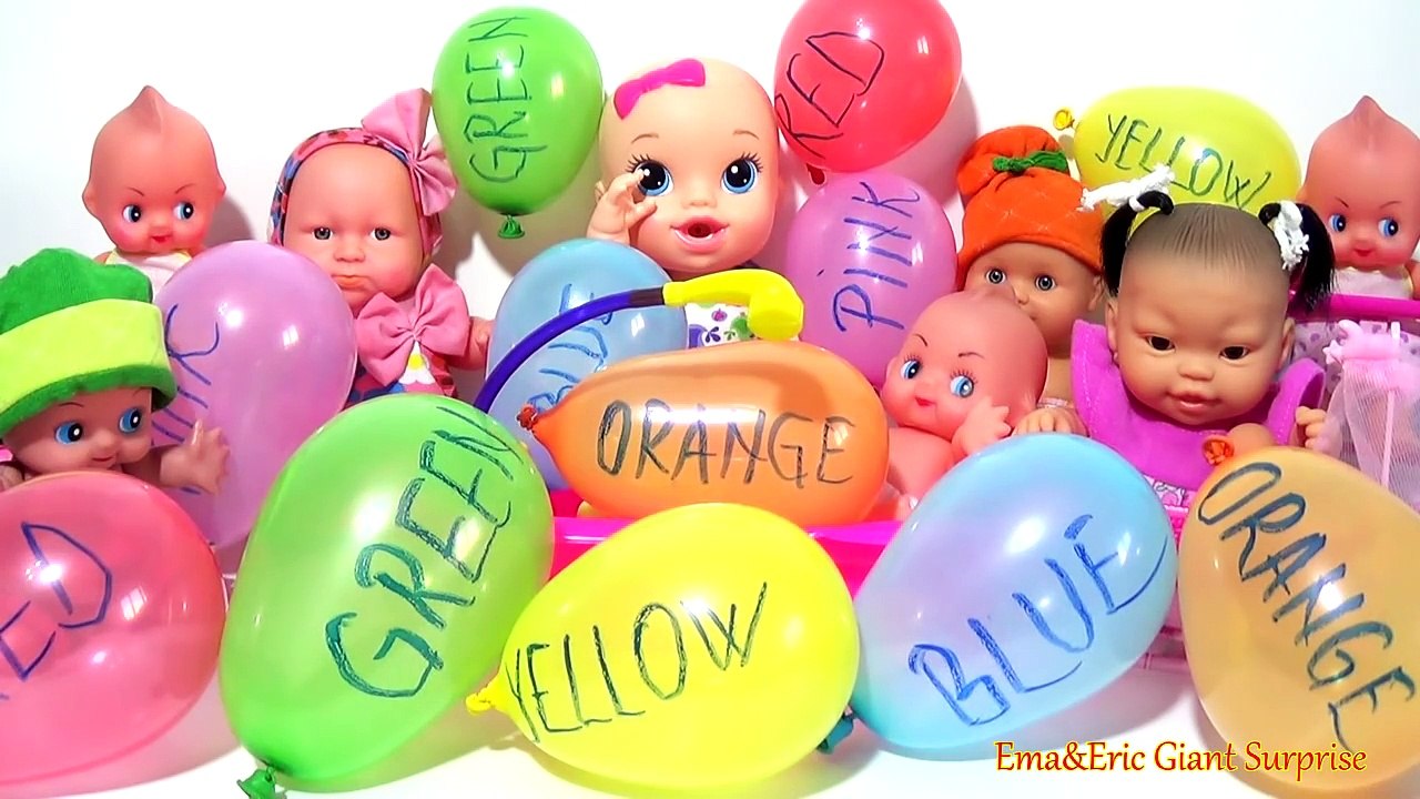 Learn Colors for Kids Children Toddlers with Baby Dolls and Lot Balloons Popping
