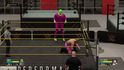 Unfortunate man beaten by arrogant green creature