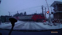 Train Crossing Booms Open Up Before Train Passes
