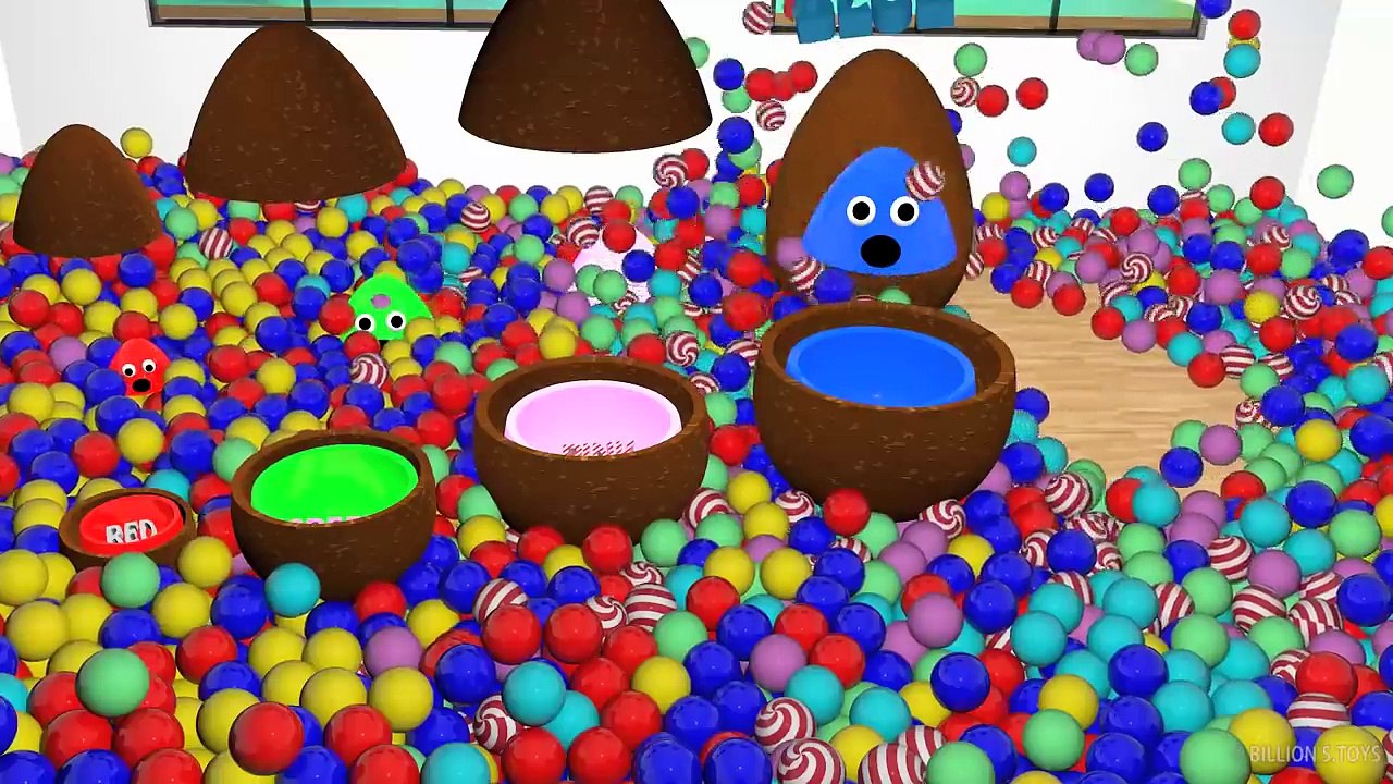 3D Chocolate Surprise Eggs Ball Pit Show For Kids _ Learn Colours & Sizes