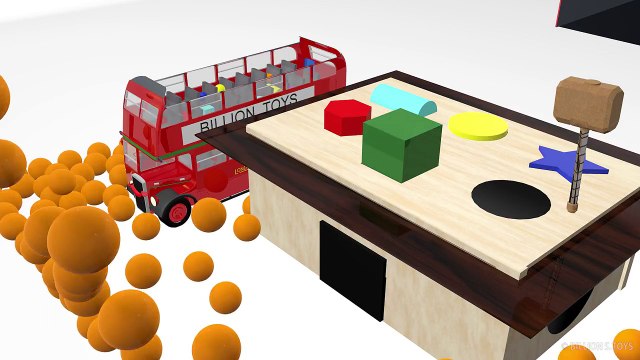 Double decker London bus Learn Colors Wooden Hammer Toy - Educational geometrica