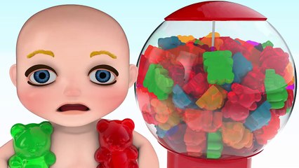 3D baby Learning colors with gumballs and gummy candy _ 3D Animation for kids