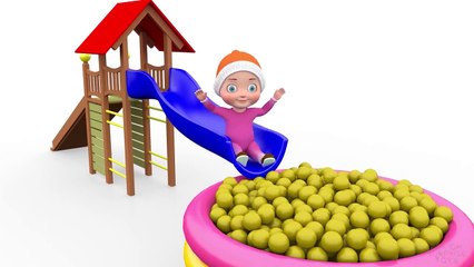 Learn colors with Baby Inflatable water tub slide _ Indoor play learning video f