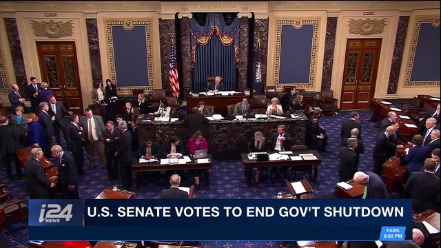 i24NEWS DESK | U.S. Senate votes to end gov't shutdown | Monday, January 22nd 2018