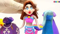 FROZEN Elsa's New Mermaid Disney Princess Cinderella Play doh STOP MOTION-Learn Colors Finger Family