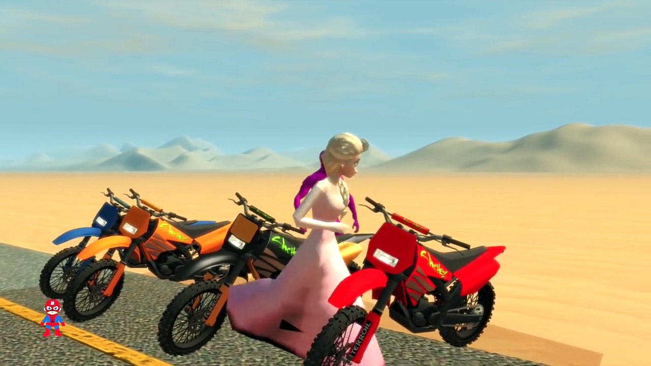 Frozen Elsa & Spiderman Motorbike Monster Truck Nursery Rhymes A+SuperheroSchool