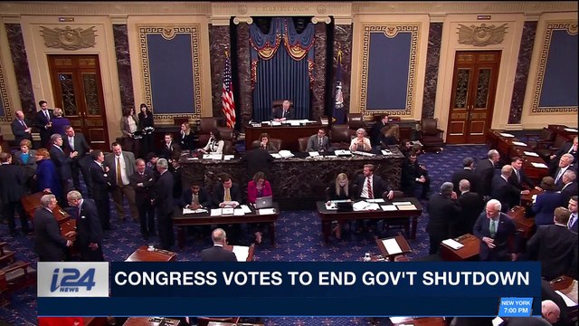 i24NEWS DESK | Congress votes to end gov't shutdown | Monday, January 22nd 2018