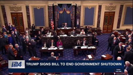 i24NEWS DESK | Trump signs bill to end government shutdown |  Monday, January 22nd 2018