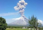 Sky Fills With Smoke as Mayon Volcano Emits Ash Column