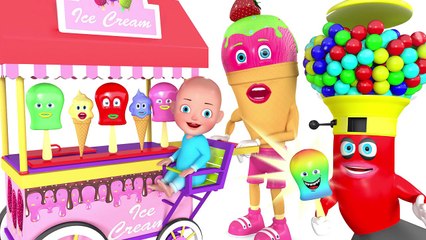 Baby Ice cream man & Gumball man - Learn colors with 3D Cartoon animation for Ki