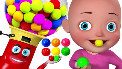 Learn Colors with 3D Baby doll Gumball Candy - 123 Colours for Kids Children