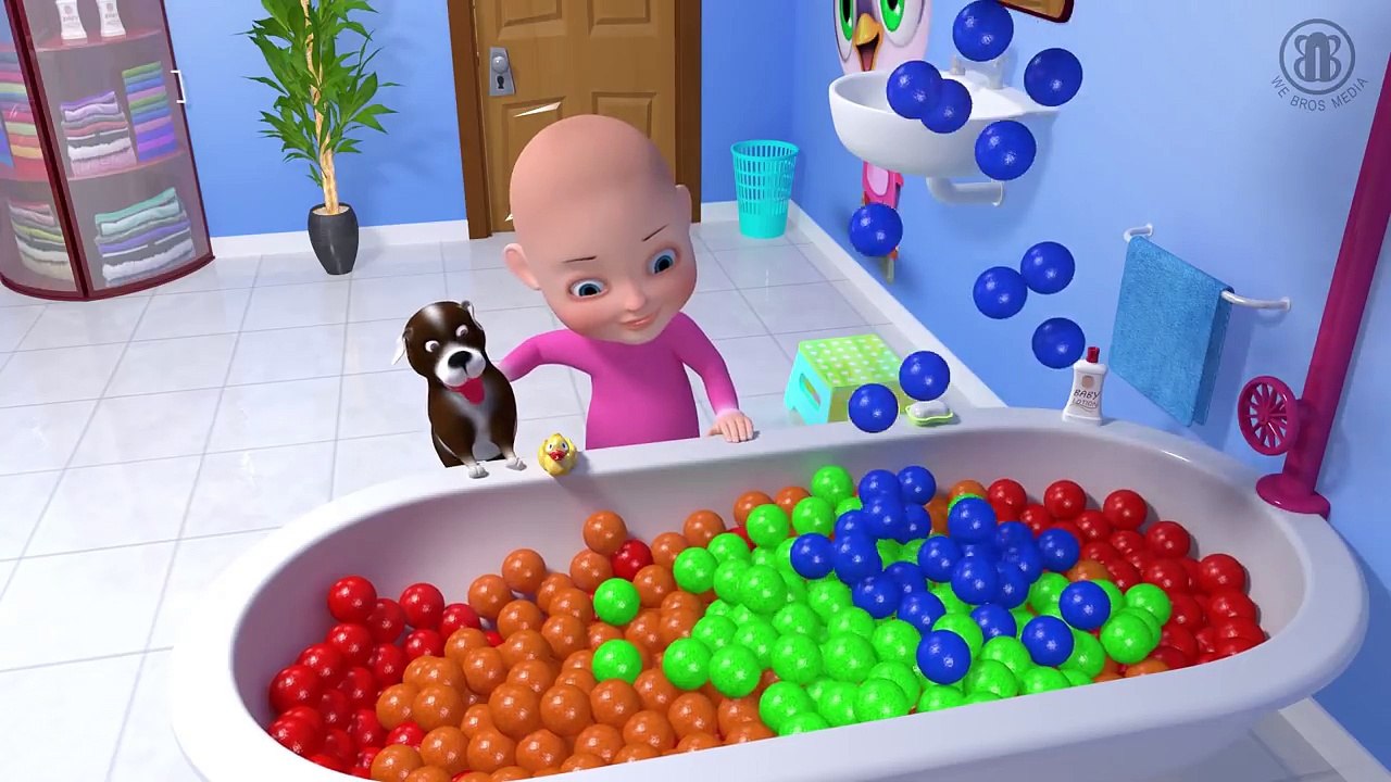 Baby Bath Song _ Learn Colors songs _ 3D Baby Bath Time Play with Gumballs & Pup