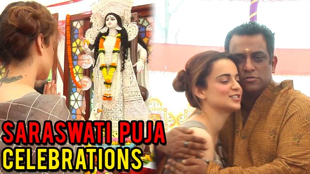 Kangana Ranaut Prays At Anurag Basu’s Saraswati Puja