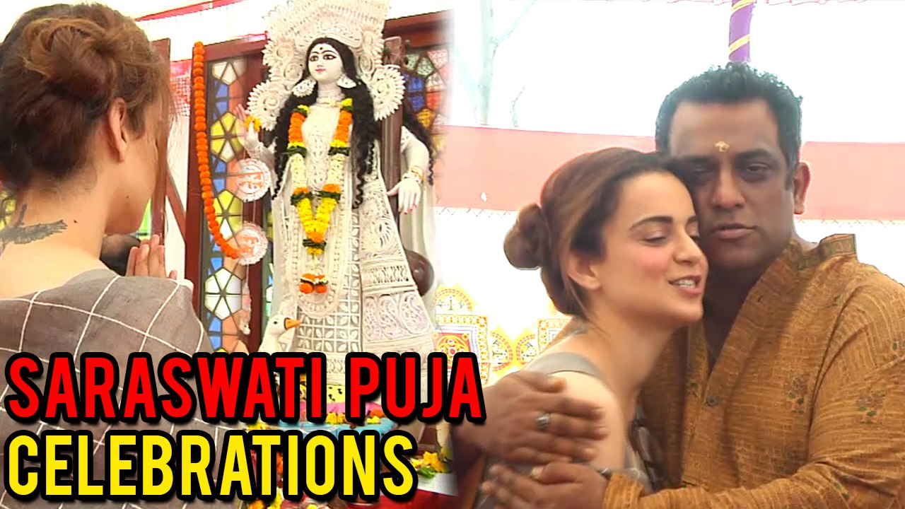 Kangana Ranaut Prays At Anurag Basu’s Saraswati Puja