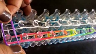 Rainbow Loom en ESPAñOL - Triple Link Chain Bracelet- Pulsera de Gomita DIY