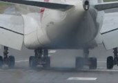 Crosswinds Cause Plane to Slide Across Wet Runway at Birmingham Airport