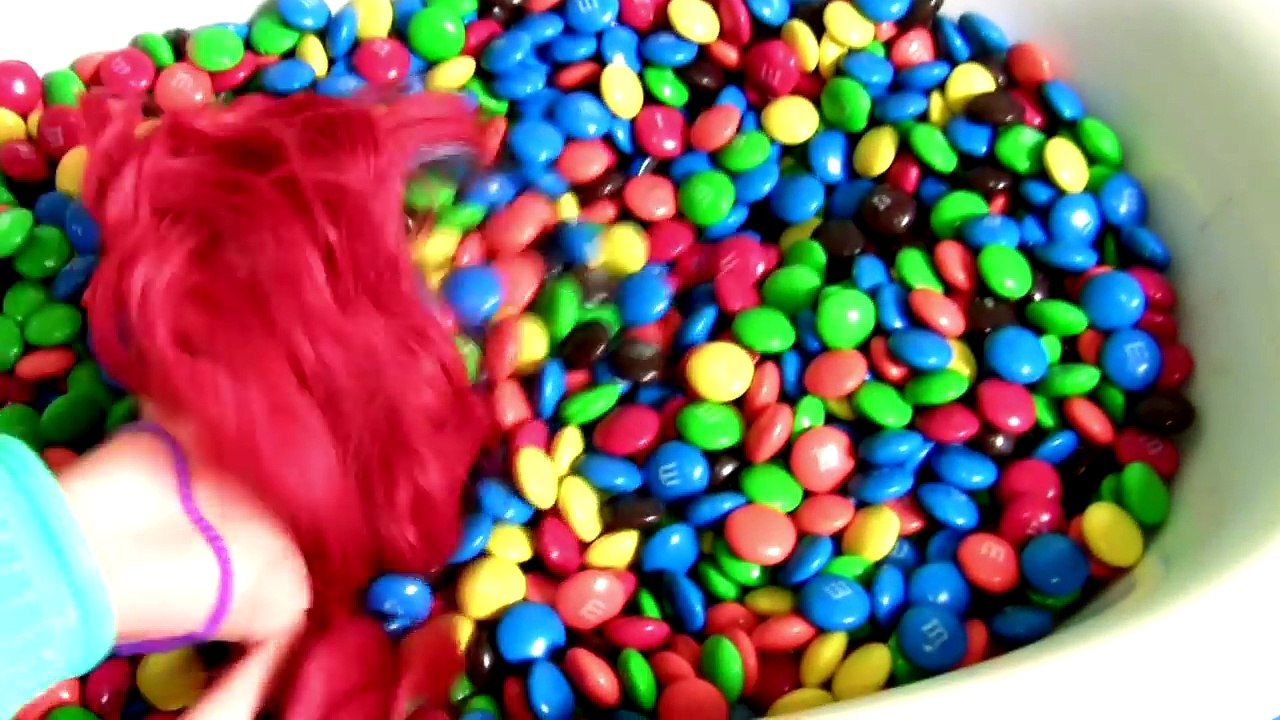 Little Mermaid Ariel Swimming in Pool of M&M's Chocolate Surprise with Disney Fi