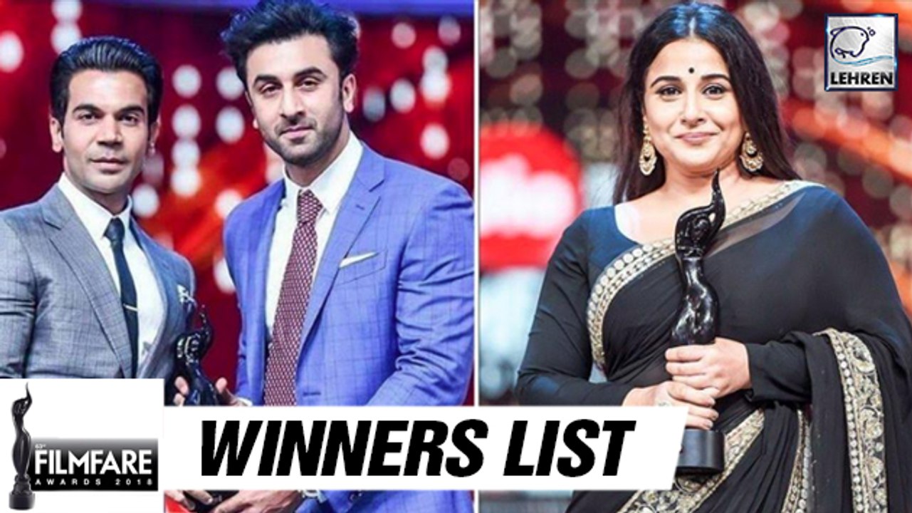 63rd Filmfare Awards 2018 Full Winners List