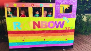 BIGGEST Rainbow BUS for Baby Dolls + Wheels on the Bus