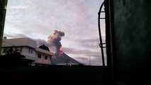 Time-lapse of Philippine volcano lava fountain filmed from nearby city