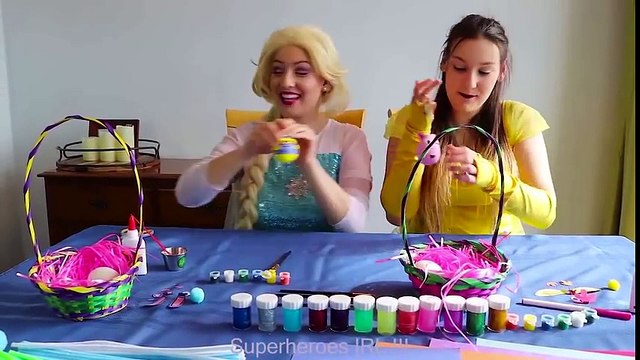 Frozen Elsa EASTER EGG CHALLENGE w Belle Spiderman Joker Slumber Party Fun Superhero in real life | Superheroes | Spiderman | Superman | Frozen Elsa | Joker