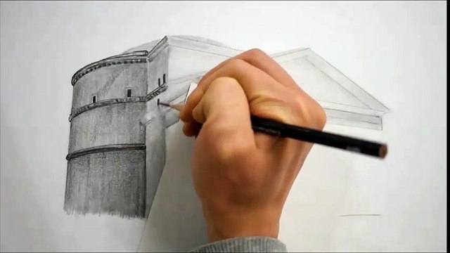 연필그림그리기 - 판테온 풍경 (Pencil Sketch/Speed Drawing)